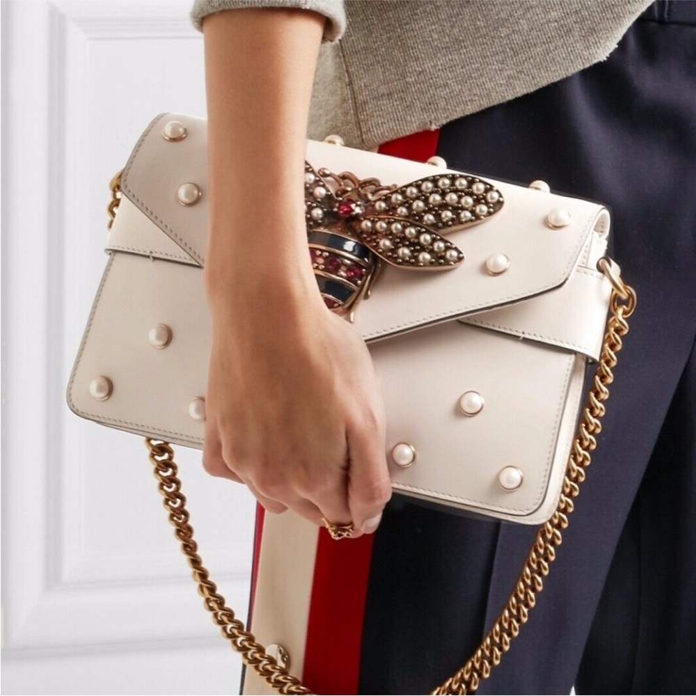 Gucci Broadway Bee Jeweled Pearl Handbag